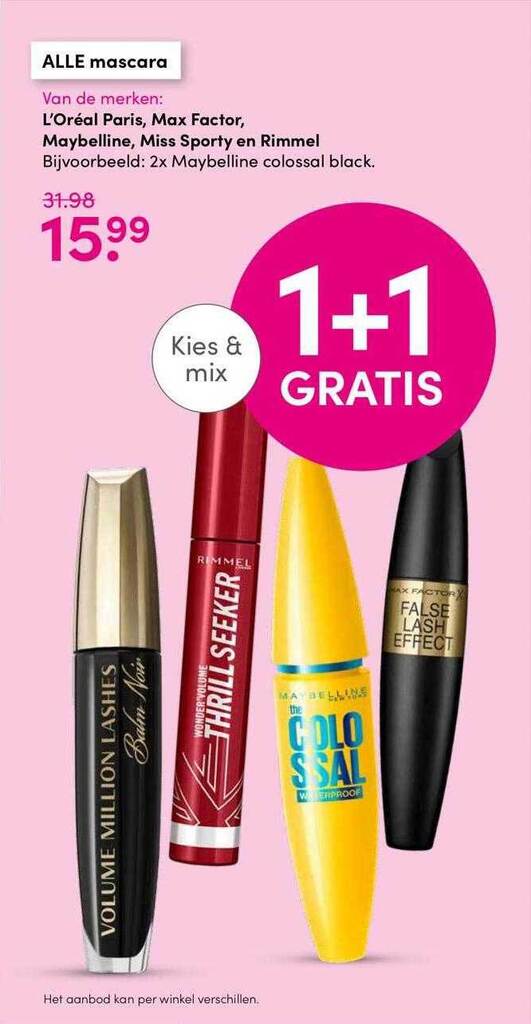 Alle mascara l'oréal paris, max factor, maybelline, miss sporty en