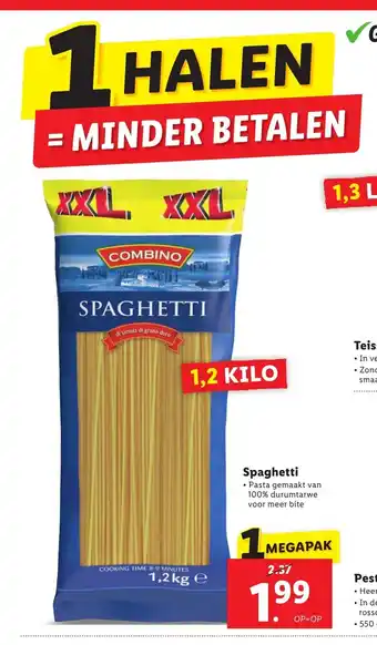 Lidl Combino Spaghetti 1,2 kilo aanbieding