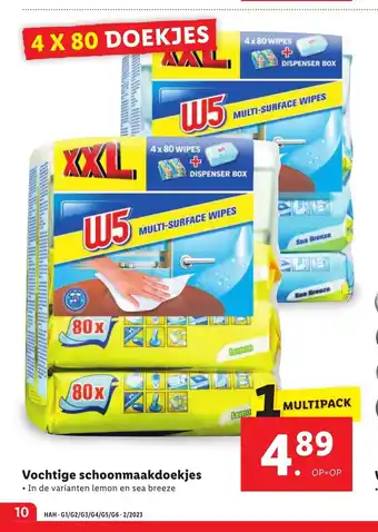 Lidl Vochtige schoonmaakdoekjes 4 x 80 doekjes aanbieding