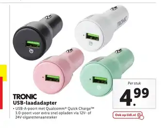 Lidl Tronic USB-laadadapter per stuk aanbieding