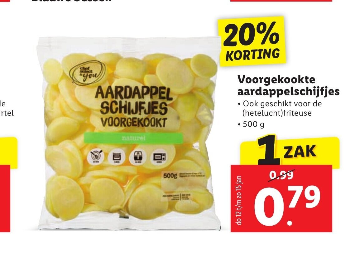 Voorgekookte aardappelschijfjes 500 g aanbieding bij Lidl
