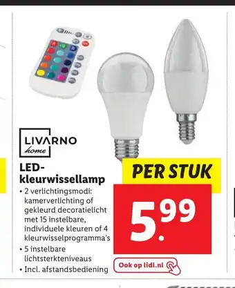 Lidl Livarno home LED-kleurwissellamp per stuk aanbieding