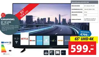 Lidl GRUNDIG 65" 4K UHD Smart TV | 65 VCE 210 aanbieding