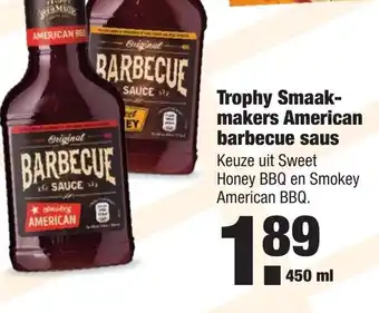 ALDI Trophy Smaak- makers American barbecue saus 450 ml aanbieding