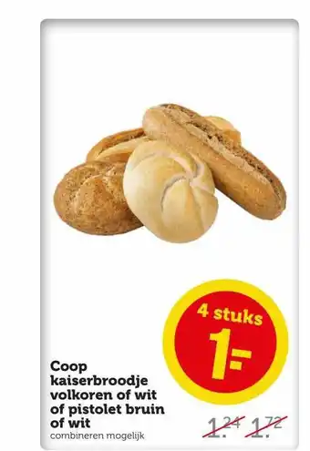 CoopCompact Oop kaiserbroodje volkoren of wit of pistolet bruin of wit aanbieding