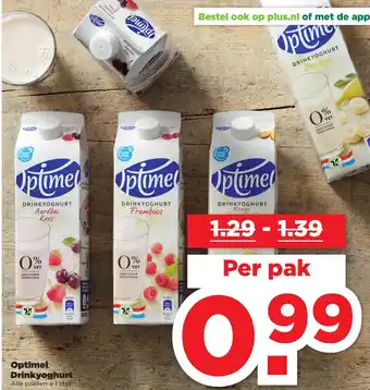 PLUS Optimel drinkyoghurt 1L aanbieding