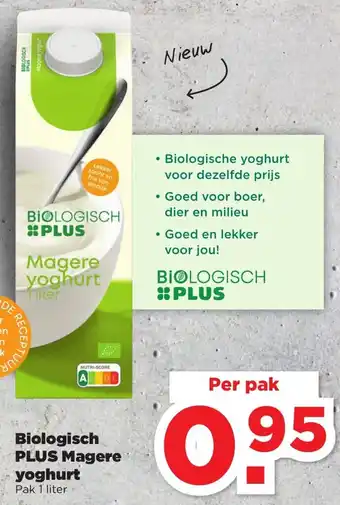 PLUS Biologisch PLUS Magere yoghurt 1L aanbieding