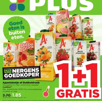 PLUS Appelsientje of Dubbeldrank 2*1L aanbieding