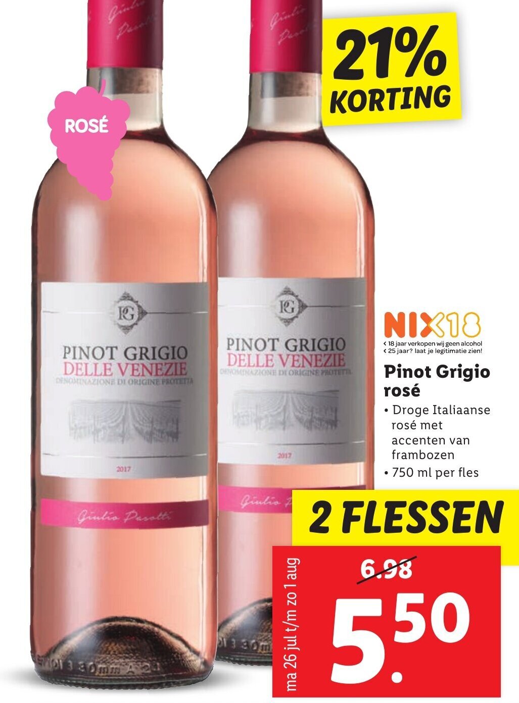 Pinot Grigio rose 750 ml aanbieding bij Lidl