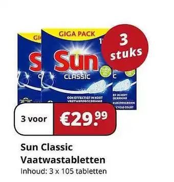 Voordeeldrogisterij Sun classic vaatwastabletten aanbieding