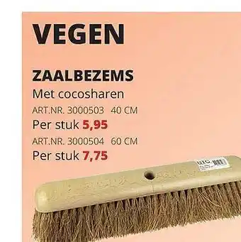 Toolspecial Zaalbezems met cocosharen aanbieding