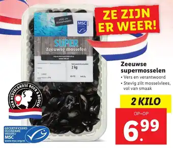 Lidl Zeeuwse supermosselen 2 kilo aanbieding