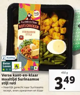 Lidl Verse kant-en-klaar maaltijd Surinaamse stijl roti 450g aanbieding