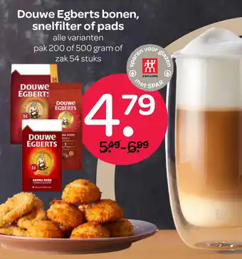 Spar Douwe Egberts bonen, snelfilter of pads aanbieding