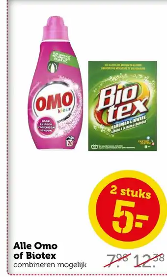 Coop Alle Omo of Biotex 2 stuks aanbieding