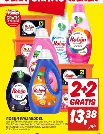 Dekamarkt Robijn Wasmiddel 2+2 Gratis aanbieding