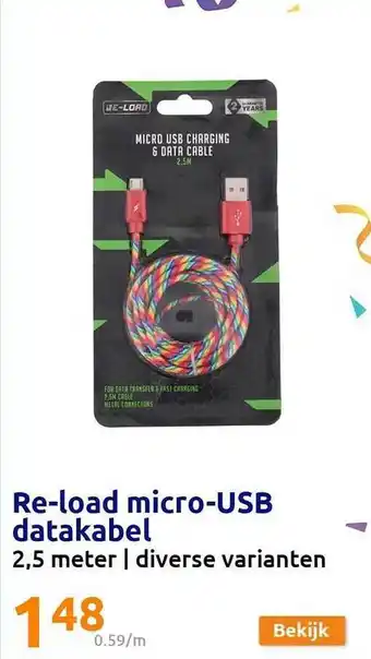 Action Re-load micro-usb datakabel aanbieding