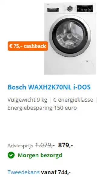 Coolblue Bosch Wasmachine | WAXH2K70NL i-DOS aanbieding