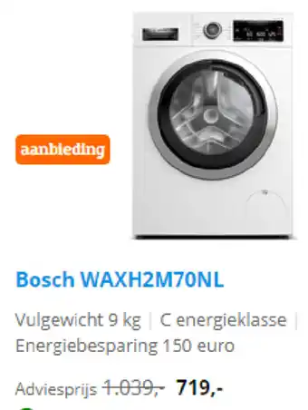 Coolblue Bosch Wasmachine | WAXH2M70NL aanbieding