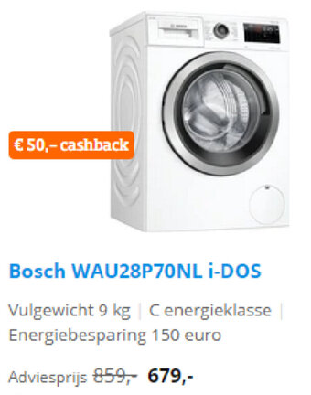 Coolblue Bosch Wasmachine | WAU28P70NL i-DOS aanbieding