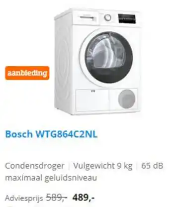 Coolblue Bosch Condensdroger | WTG864C2NL aanbieding