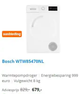 Coolblue Bosch Warmtepompdroger | WTW85470NL aanbieding