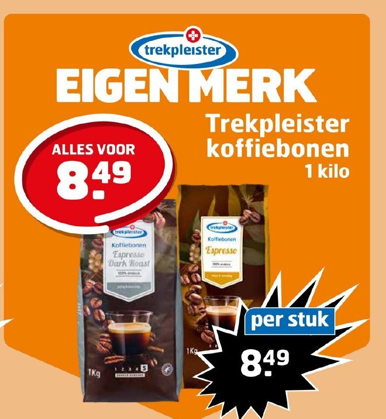 koffiebonen 1 kilo aanbieding bij Trekpleister