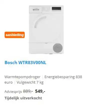 Coolblue Bosch Warmtepompdroger | WTR83V00NL aanbieding