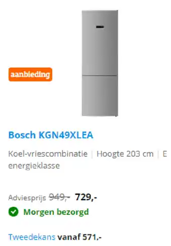 Coolblue Bosch Koel-/Vriescombinatie | KGN49XLEA aanbieding