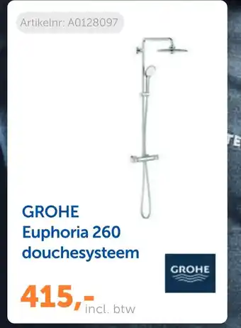 Warmteservice Grohe euphoria 260 douchesysteem aanbieding