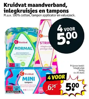 Kruidvat maandverband inlegkruisjes en tampons aanbieding