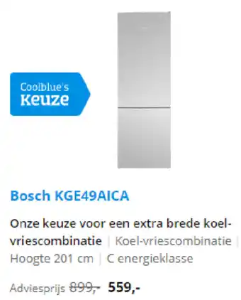 Coolblue Bosch Koel-/Vriescombinatie | KGE49AICA aanbieding