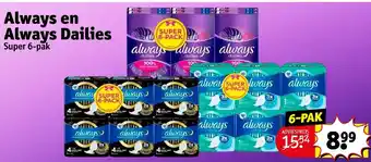 Kruidvat Always en Always Dailies 6-pak aanbieding