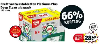 Kruidvat Dreft vaatwastabletten Platinum Plus Deep Clean gigapack aanbieding