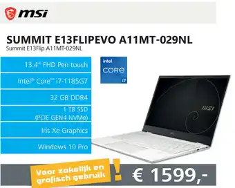 Informatique MSI Summit E13FLIPEVO A11MT-029NL aanbieding