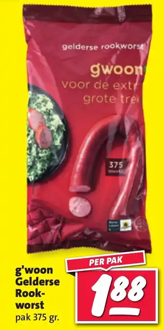 Nettorama G'woon Gelderse Rookworst 375 gram aanbieding