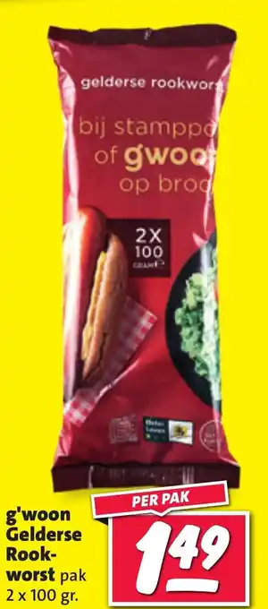 Nettorama G'woon Gelderse Rookworst 2 x 100 gram aanbieding