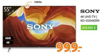 Expert SONY 4K UHD TV | KD-55XH9299 aanbieding