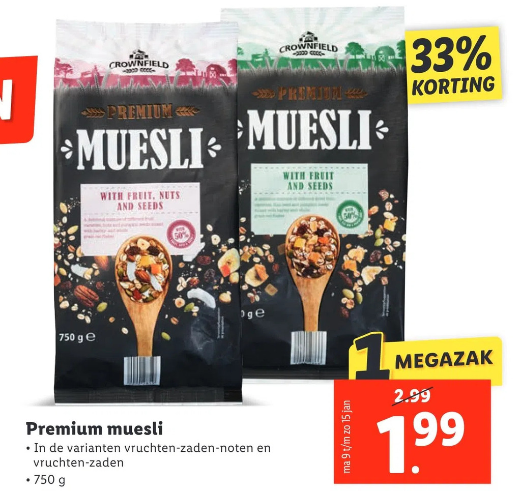 Premium muesli aanbieding bij Lidl