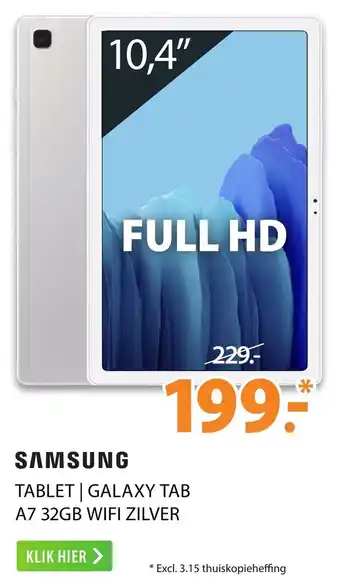 Expert SAMSUNG Tablet | Galaxy Tab A7 32GB WiFi Zilver aanbieding