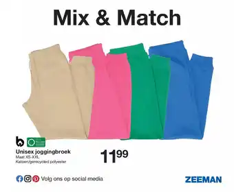 Zeeman Unisex joggingbroek maat XS-XXL aanbieding