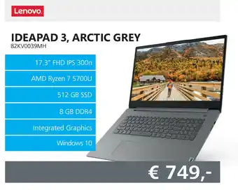 Informatique Lenovo Ideapad 3, Arctic Grey 82KV0039MH aanbieding