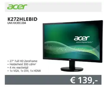 Informatique Acer K272HLEBID UM.HX3EE.E04 aanbieding