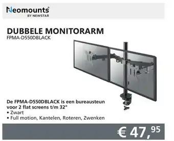 Informatique Neomounts Dubbele Monitorarm FPMA-D550BLACK aanbieding