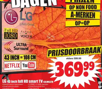 Dirk LG 43 Inch Full HD Smart TV 43LM637B aanbieding