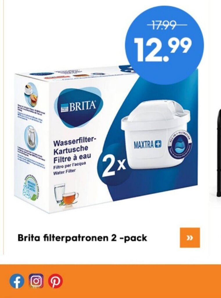Brita filterpatronen 2 pack aanbieding bij Blokker
