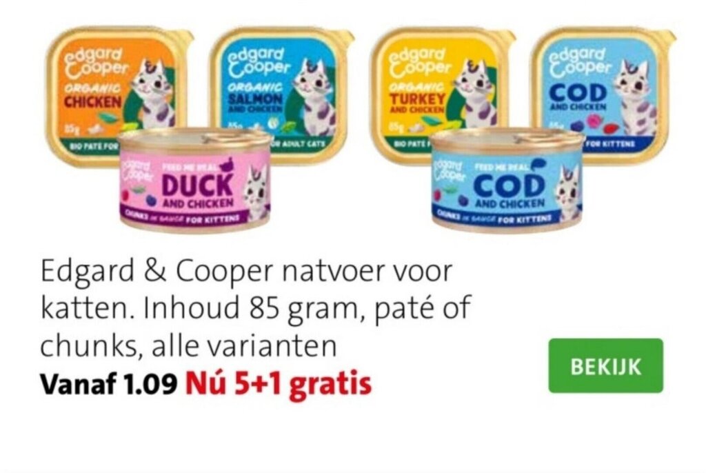 Edgard & Cooper natvoer voor katten 5 1 Gratis aanbieding bij Intratuin