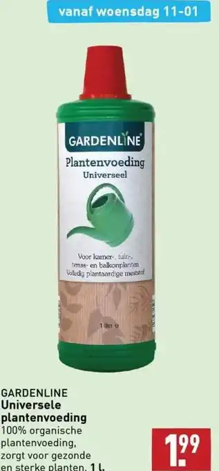 ALDI Gardenline universele plantenvoeding 100% organische plantenvoeding, zorgt voor gezonde en sterke planten. 1 l. aanbieding