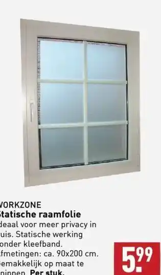 ALDI Workzone statische raamfolie ideaal voor meer privacy in huis. statische werking zonder kleefband. afmetingen: ca. 90x200 cm. aanbieding