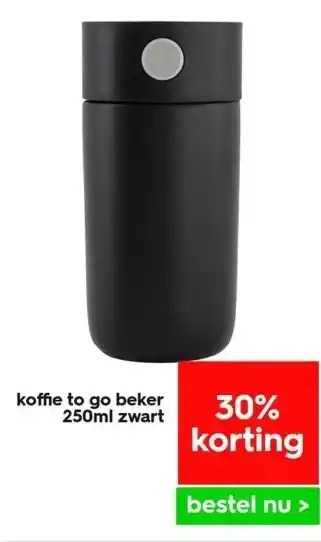 HEMA Koffie to go beker 250ml zwart aanbieding